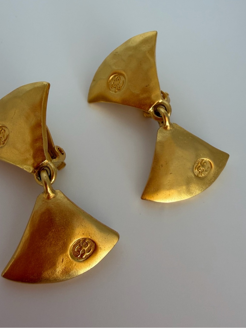 Karl Lagerfeld Gold Sculpted Fan Drop Clip-On Earrings